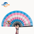 Custom logo rainbow large folding hand fan